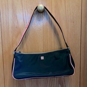 Kate Spade shoulder Canvas Bag with Pink Alligator Trim